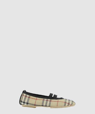 빈티지 체크 코튼 플랫 슈즈 8038056