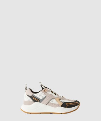 로고 엠보싱 레더 나일론 스니커즈 80657371