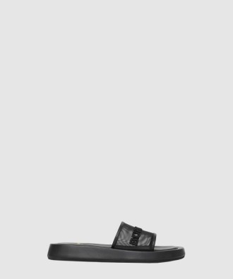 엠브로이드 로고 메쉬 앤 래더 슬라이드 80392501