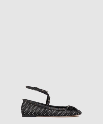 락스터드 메시 크리스털 매칭 스터드 디테일 발레리나