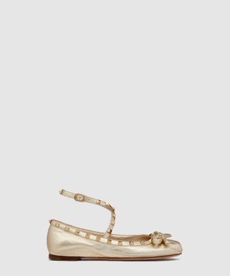 락스터드 라미네이트 나파 가죽 발레리나