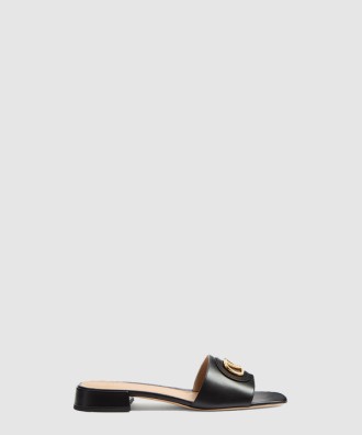 브이로고 시그니처 카프스킨 슬라이드 샌들