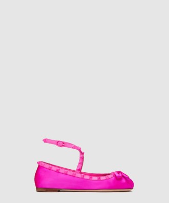 톤온톤 스터드 장식 락스터드 새틴 발레리나