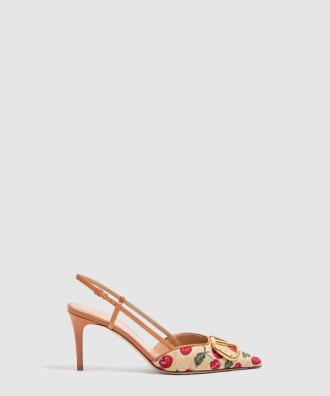 브이로고 시그니처 체리픽 패턴 슬링백 펌프스