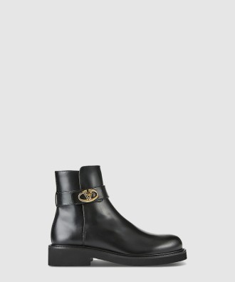 로커 가죽 앵클부츠