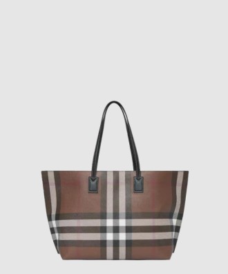 체크 레더 미디움 토트백 80525041